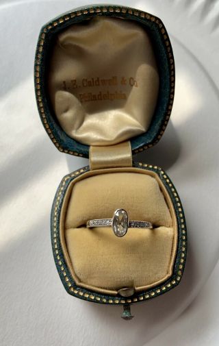 Stunning Antique Edwardian Art Deco Platinum & 18k Gold Diamond Engagement Ring 2