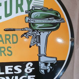 MERCURY OUTBOARD MOTORS VINTAGE PORCELAIN SIGN 30 INCHES ROUND 4