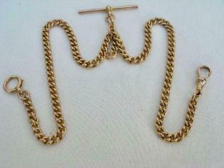 9ct Solid Gold Albert Antique Watch Chain 27.  9 Gms.