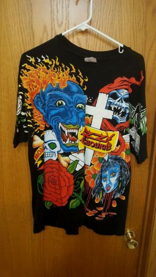 Rare Vintage Ozzy Osbourne T - Shirt Tattoo All Over Print Single Stitch 1992 - Xl