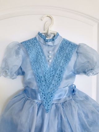 Vintage Blue Sheer Lace Party Ruffle Dress