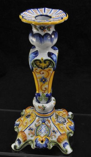 Antique French Faience Candlestick Fourmaintraux Frères