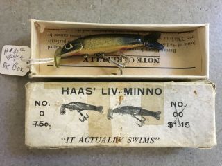 Vintage Rare Haas Liv - Minno Jointed Lure - Smaller 2.  75 " Size