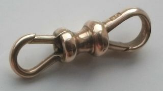 Rare Victorian 9ct Solid Gold Double Dog Clip Clasp For Albert Watch Chain 1.  5g