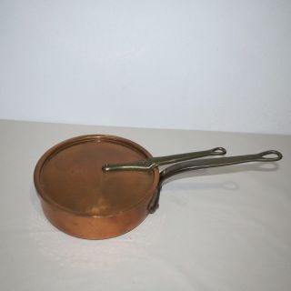 Vintage Bia Cordon Bleu Hammered Copper 22 Sauce Pan With Lid 9 "