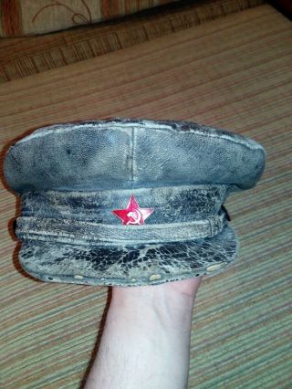 Vintage Soviet Russian Ussr Ww2 Nkvd Kgb Cap Leather