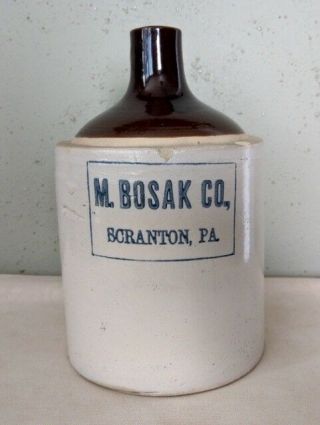 Antique M Bosak Co Scranton Pa Stoneware Jug Or Crock - 9 1/2 " Tall
