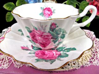 Royal Stuart Tea Cup And Saucer Pink Cabbage Rose Teacup Fairy Shape Scalloped
