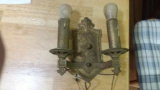 Antique Vtg 1920s ?? Bronze Wall Sconce Light Lamp