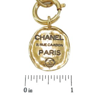 CHANEL Gold Plated CC Logos Cambon Charm Vintage Necklace Pendant 4646a Rise - on 3