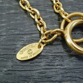 CHANEL Gold Plated CC Logos Cambon Charm Vintage Necklace Pendant 4646a Rise - on 5