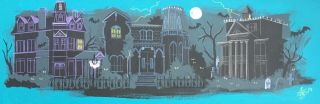 El Gato Gomez Painting Vintage Halloween Haunted Mansion Addams Family Munsters