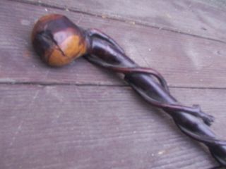 Antique Vintage Wood Wooden Shillelagh Walking Stick Cane Irish Celtic Rare 3