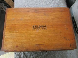Vintage BELDING Spool Silk Sewing Wooden 14.  5x9.  25x4 2 - Drawer Cabinet VG/FN 5.  0 3