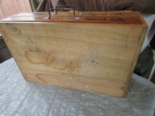 Vintage BELDING Spool Silk Sewing Wooden 14.  5x9.  25x4 2 - Drawer Cabinet VG/FN 5.  0 6
