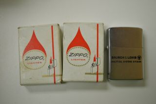 (3) Vintage Bausch & Lomb Analytical Systems Division Zippo Lighters