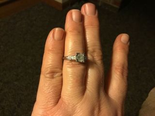 Antique 14k white gold Diamond engagement ring 11
