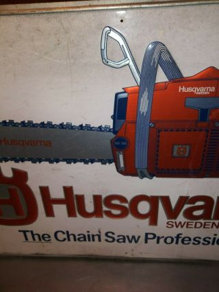 Rare Vintage Husqvarna Chainsaw Sign / Non Porcelain Sign 3