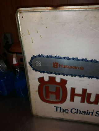 Rare Vintage Husqvarna Chainsaw Sign / Non Porcelain Sign 4