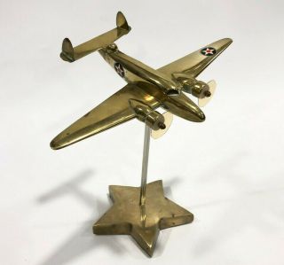 Wwii Trench Art Airplane Model Lockheed Hudson Electra Brass Deco Metal Display