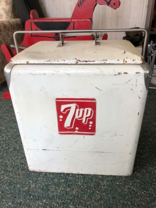 Vintage 1950’s 7up Cooler W/ Drain Plug/tray Awesome Advertisement