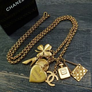 Chanel Gold Plated Cc Logos Icon Charm Vintage Necklace Pendant 4650a Rise - On