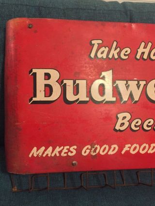 Vintage Budweiser Beer Sign 1930s Painted Tin Litho Antique Store Display Rare 2