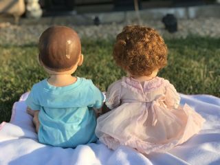 2 Vintage 1957 American Character Toodles Baby Dolls.  Boy And Girl 3