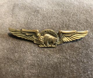 Vintage Texas Pioneer Airline Flight Attendant Wings Pinback Badge