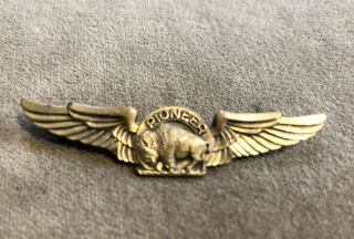 Vintage Texas Pioneer Airline Flight Attendant Wings Pinback Badge 2