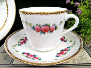 Antique Ridgway Tea Cup And Saucer 1880 S Pink Roses Painted Teacup English