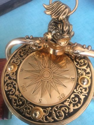 VNTG Franklin National Maritime Historical Society Zodiac Brass Hourglass 7