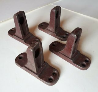 4 X Vintage Cast Iron Bed Brackets.  Ideal Shelf Brackets.  Industrial.