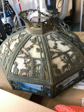 Antique England Glass Hanging Lamp Fixture Victorian Gothic.
