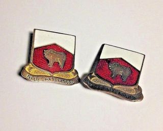 Vintage Wwii 386th Engineers Army Insignia Pins Set Of 2 A.  H.  Dondero Military