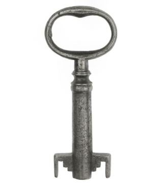 Antique Double Bit Iron Key 2¾ " - Defect In The Bow - Ref.  K107