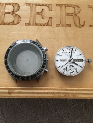 Vintage Citizen Automatic Chronograph Solder White Speedy 67 - 9313 4