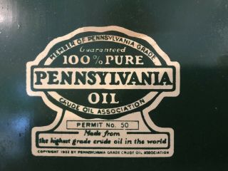 Vtg 1940s Quaker State Motor Oil Double Sided Tin Sign 100 Pennsylvania Oil 24” 3