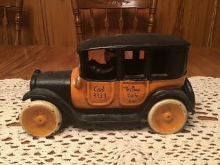 Arcade Yellow Taxi Cab Co.  Cad 3333 Cast Iron Toy With Driver