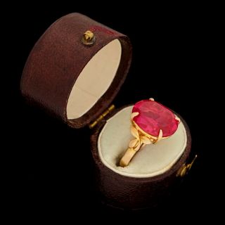 Antique Vintage Art Deco Retro 14k Gold Oval Faceted Pink Sapphire Ring Sz 5.  75