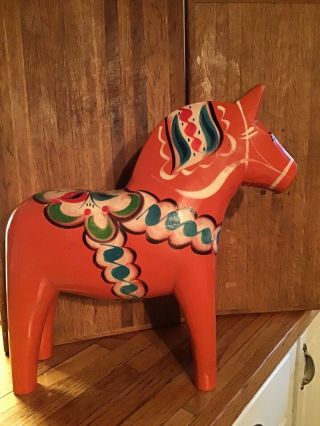 Large Hand Painted Dala Horse Vintage Swedish 15”