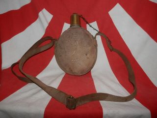 Ww2 Japanese Water Canteen Of A Navy Land Battle Corps.  6/30 Mr Saitou.  Very Good