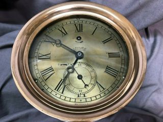 Antique Us Navy Chelsea Deck Clock,  Brass/glass,  1915 - 19,  With Key