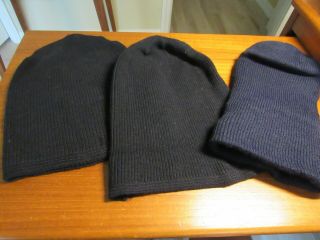 3 Vintage Wwii Us Navy Usn Sailor Wool Knit Watch Caps