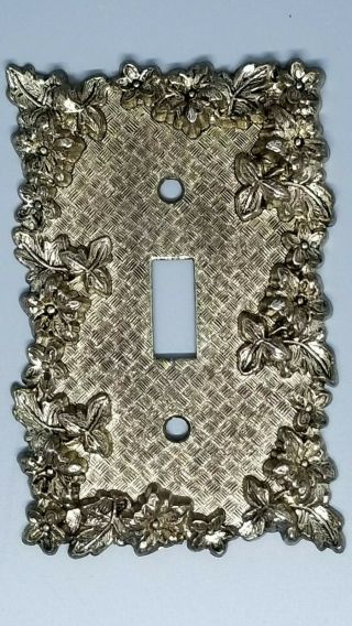 Vintage American Tack & Hdwe Co Brass Light Switch Cover 1967 Ornate Foilage 75t