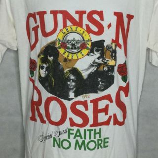 Vintage Guns N Roses Metallica Tour T Shirt Sz Xl Concert 1992 White 2 Sided