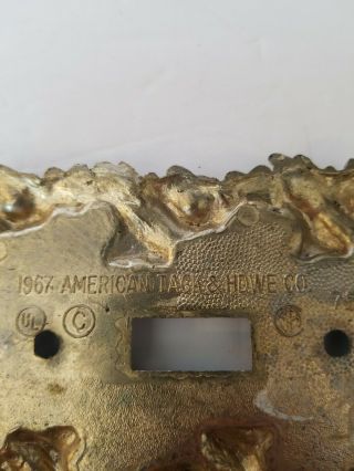 Vintage AMERICAN TACK & HDWE CO Brass Light Switch Cover 1967 Ornate Foilage 75T 3