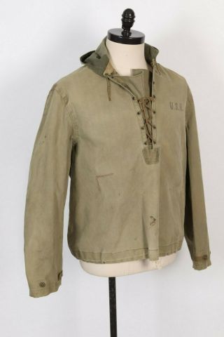 Vintage Wwii Usn Us Navy Rain Poncho Coat Jacket Usa Mens Size Medium