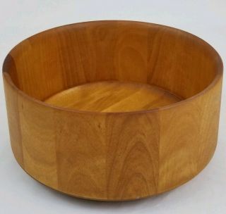 Dansk large staved teak wooden salad bowl Mid - Century vintage 11.  5 