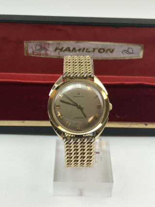Vintage Hamilton Bubble Back 14k Solid Yellow Gold Automatic Watch W/ Box
